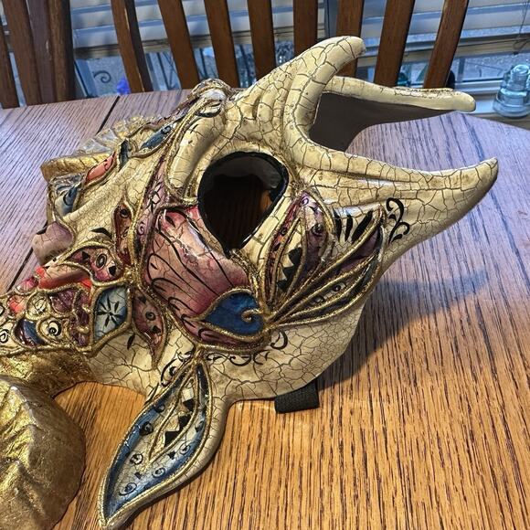 Gold Horns Devil Demon w/ Mystical Venetian Costume Party Cosplay Part Mask READ - Picture 9 of 15